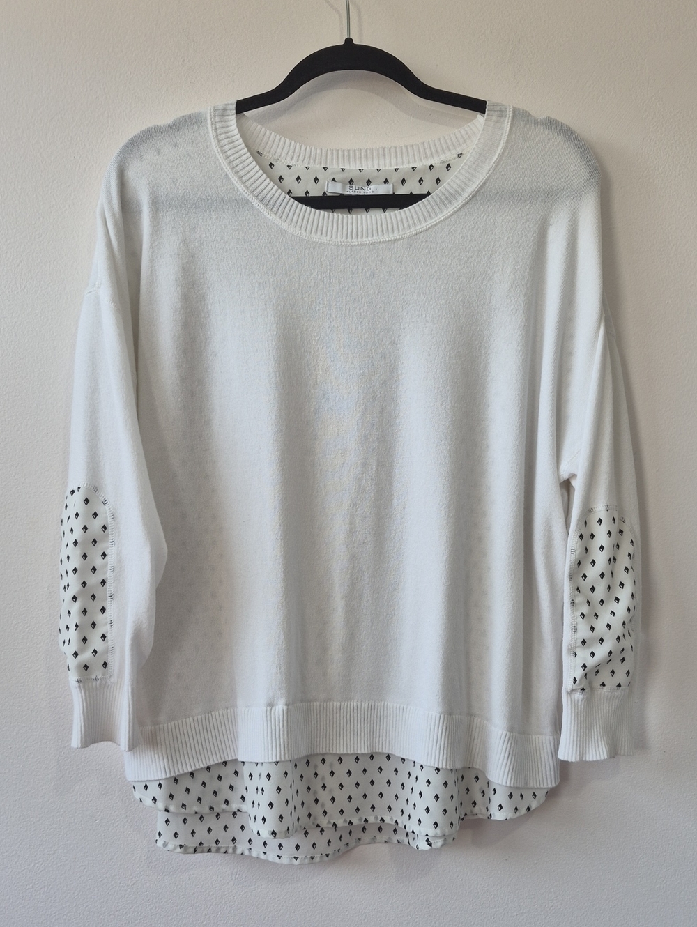 SUNG ALFRED SUNG WOMEN'S MIXED MEDIA SWEATER 2 IN 1